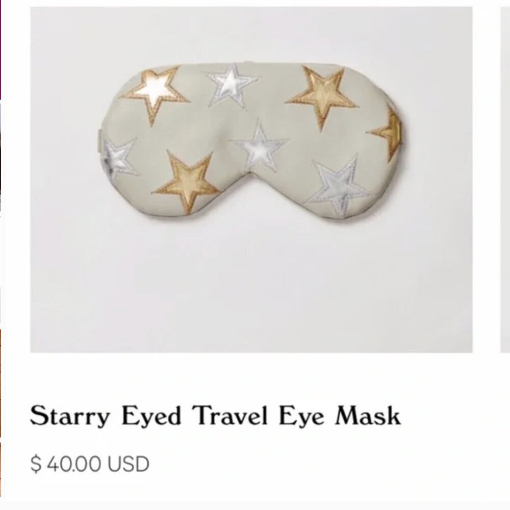 Free People x Understated Leather Cooling Embroidered Eye Mask Metallic Stars